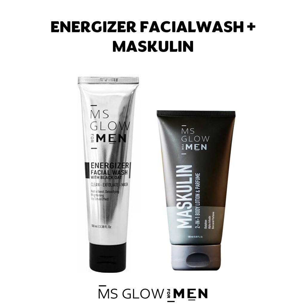 Jual Ms glow men Facial wash+Maskulin/sabun muka dan body lotion pria ...