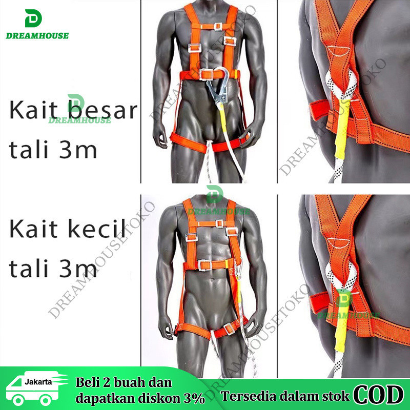 Jual 3M Safety Full Body Harness Big Hook Sabuk Pengaman Safety Bell ...