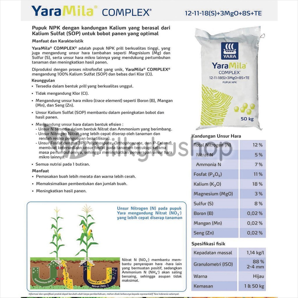 Jual PUPUK YARAMILA COMPLEX 12 11 18 + TE 50 KG KP VIA GOSEND GRAB ...