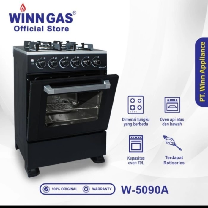 Jual Winn Gas W5090 Kompor Freestanding 4 Tungku + Oven Garansi ...