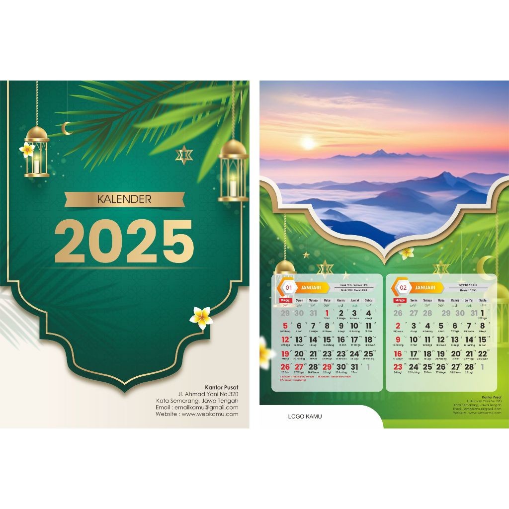 Jual Template Kalender 2025 Lengkap Editable Jawa Hijriyah Format Cdr