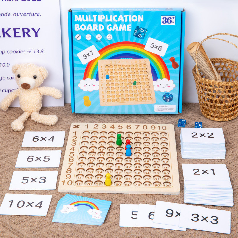 Jual 99 Multiplication Board Game Wooden Montessori Kids Learning ...