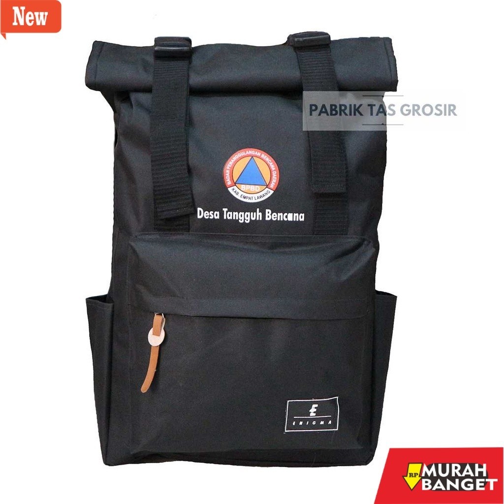 Jual Tas Ransel Pria Kekinian ORDERAN GROSIR TAS ROLLTOP ENIGMA HITAM ...