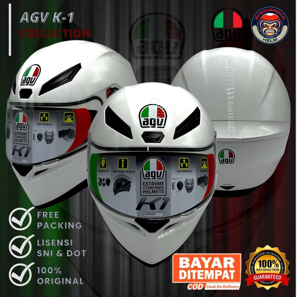 Jual AGV HELM K1 SOLID WHITE - SOLID WHITE - AGV ORIGINAL K1 - HELM AGV ...