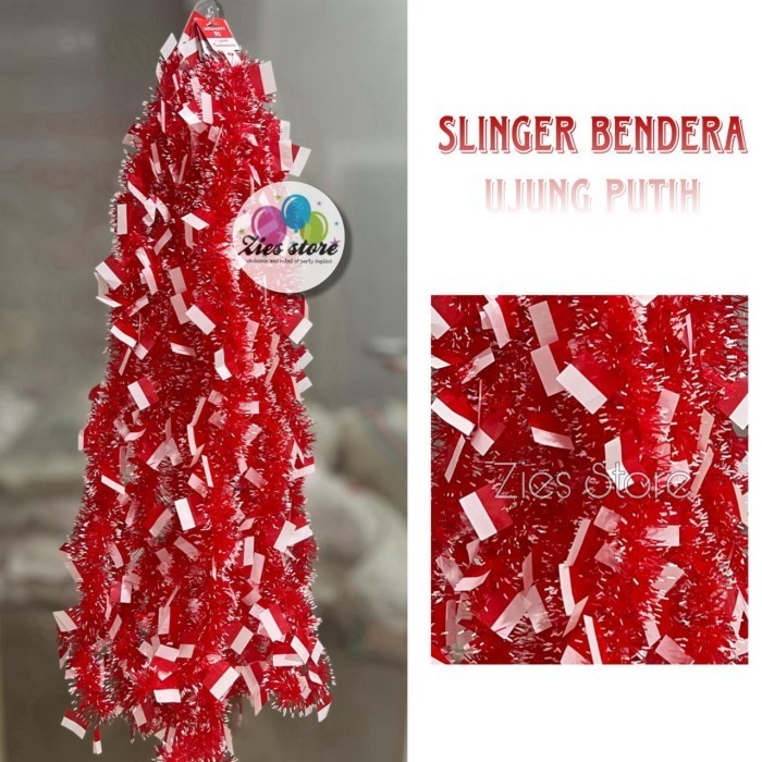 Slinger Bendera Merah Putih Ujung Putih / Hiasan HUT RI 17 Agustus