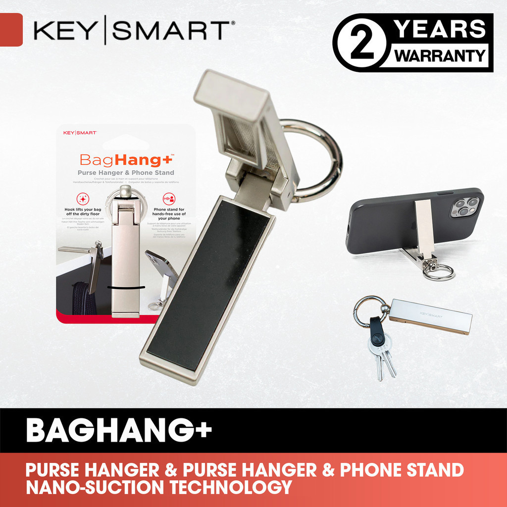 Keysmart Baghang 2-in-1 Purse Hook Phone Stand (Stainless