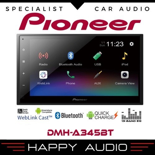 Jual NEW Head Unit Double Din PIONEER DMH-A345BT Bluetooth Mirroring ...