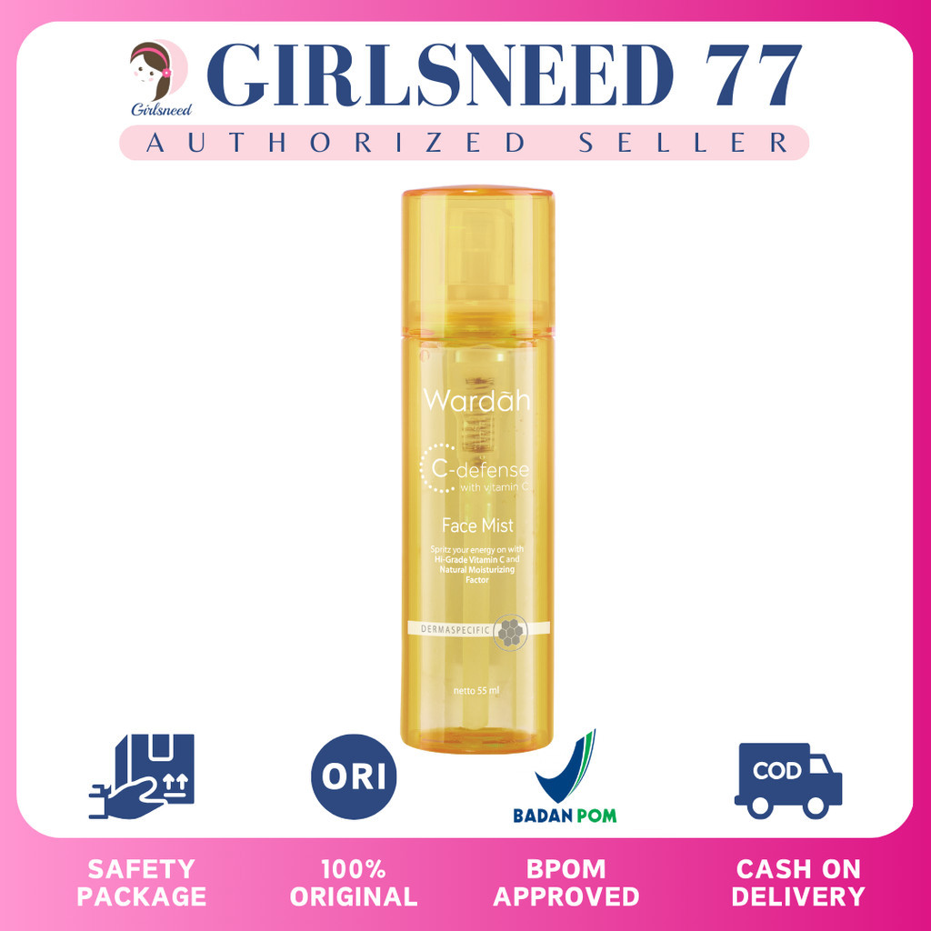 Jual GIRLSNEED77 COD Wardah CDefense Face Mist 55 ml Spray dengan