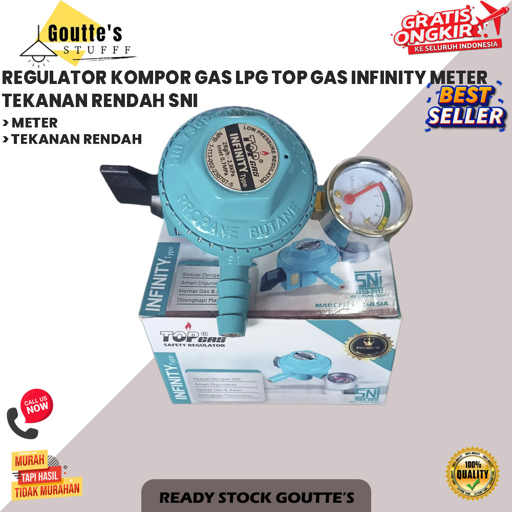 Jual REGULATOR KOMPOR GAS LPG TOP GAS INFINITY METER TEKANAN RENDAH SNI ...