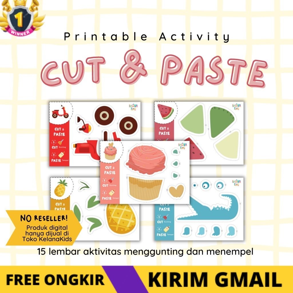 Jual KS Printable Worksheet Aktivitas Cut & Paste - 15 Lembar Kerja ...