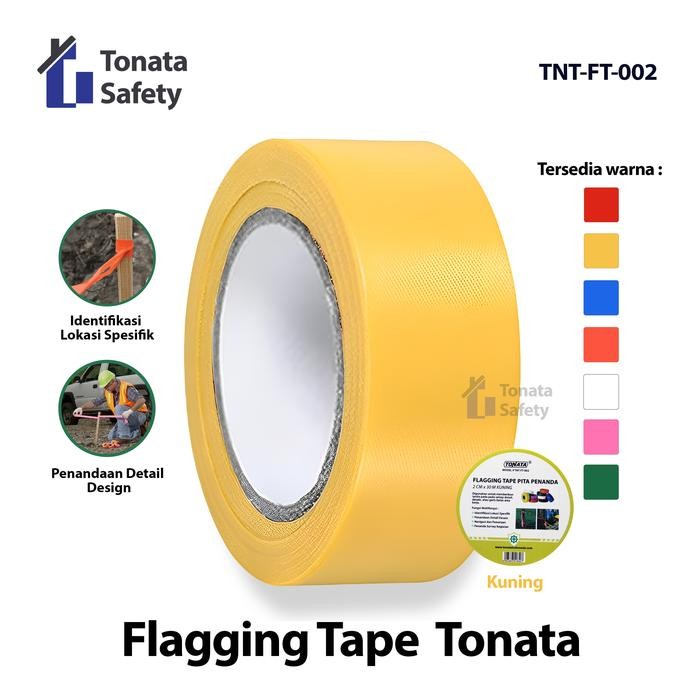 Jual Flagging Tape Tonata / Pita Survey Penanda Kuning 2 cm x 30 m ...