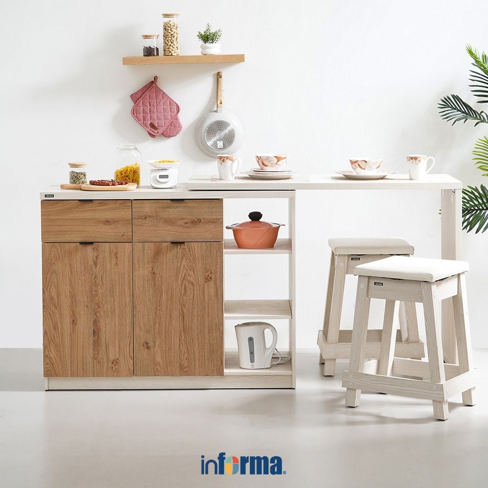 Jual Informa Galyn Set Meja Dapur Dengan Bangku - Putih Kitchen Working ...