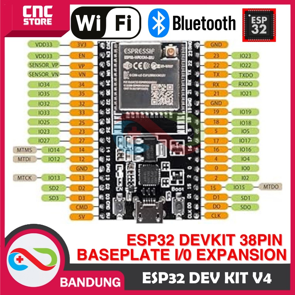 Jual ESP32 ESP-32 DEVKITC V4 WROOM-32U WIFI BLUETOOTH DEVELOPMENT BOARD ...