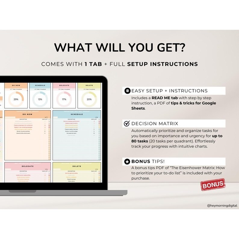 Jual ADHD Planner Eisenhower Matrix Google Sheets Decision Matrix ...