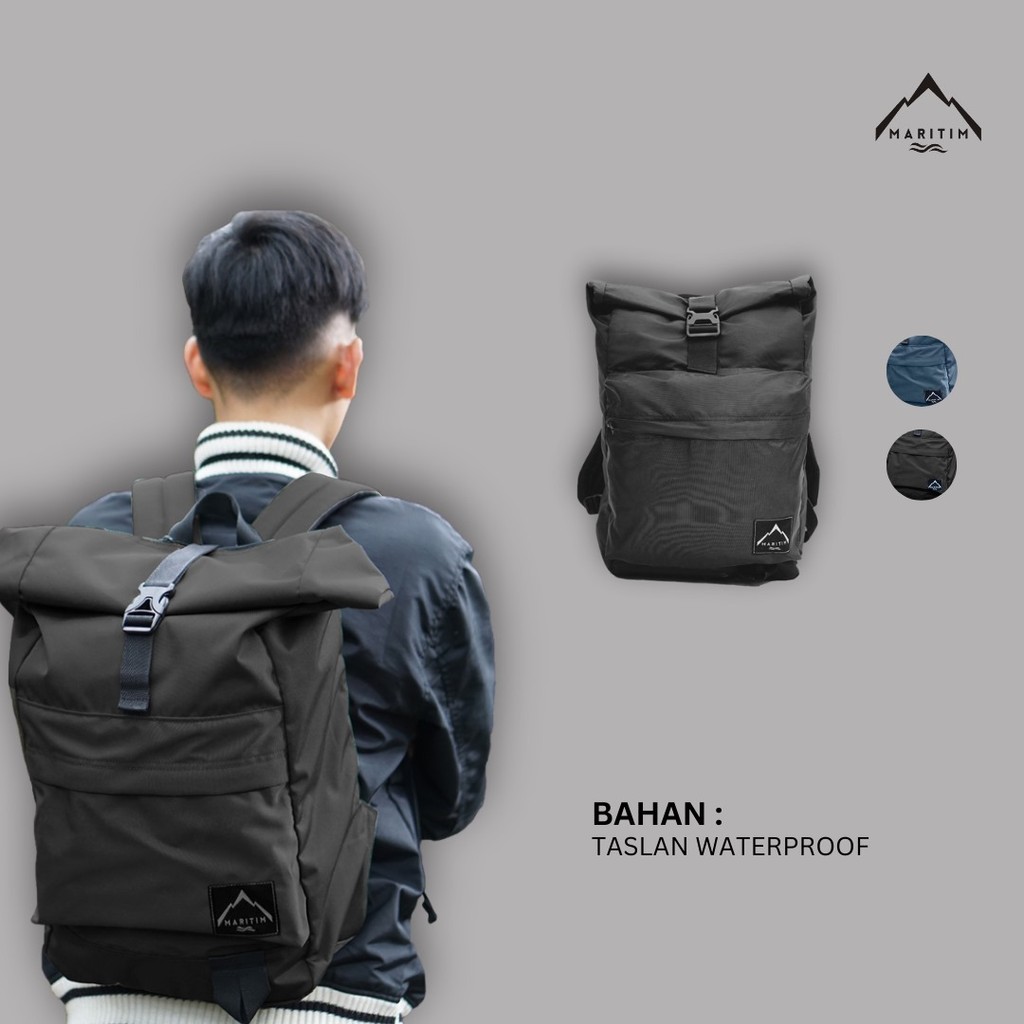 MARITIM Tas Ransel Camping Travelling Tahan Air Sekolah Kuliah Kerja  Backpack Rolltop Waterproof