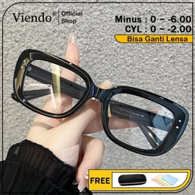 Viendo Kacamata Photocromic Anti Blueray Minus Wanita Pria Cat Eye Bluecromic Kaca Mata Optik