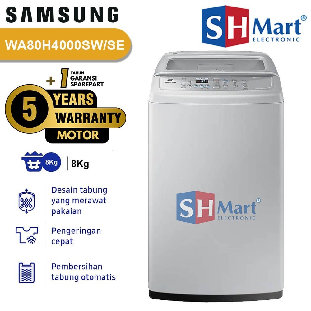 Jual MESIN CUCI SAMSUNG 1 TABUNG 8 KG WA80H4000SW / 80H4000 GARANSI ...