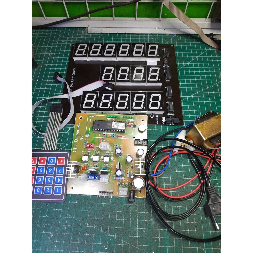 Jual Set CPU Pom Mini Display 7 Segmen Keypad Kabel Socket Trafo 12V 2A ...