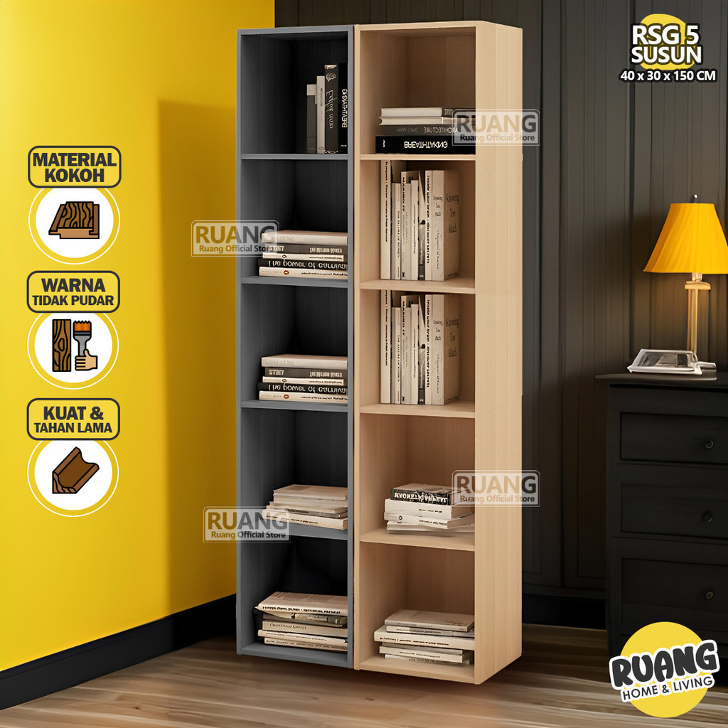 Jual RSG 5 - Rak Buku Lemari Book Rack Rak Serbaguba 5 Susun Kayu Murah ...