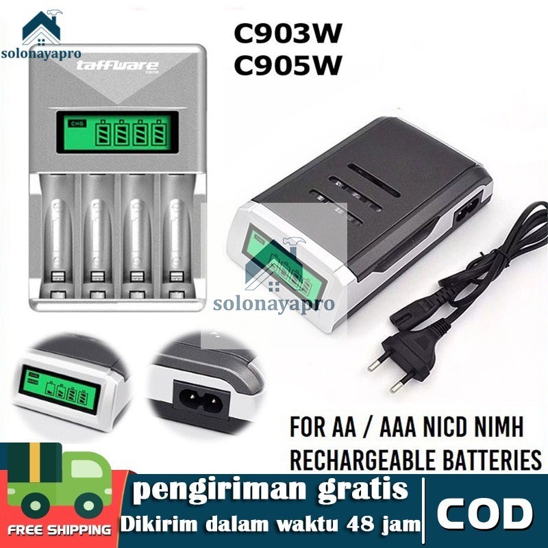 Palo C905W 4 Slot LCD Display AA AAA NiCd NiMh Rechargeable Battery Charger