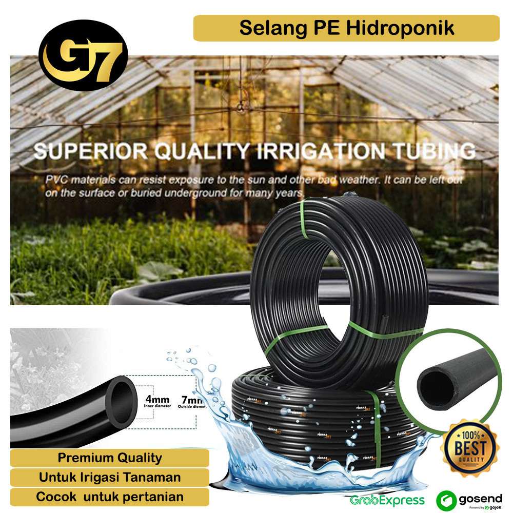 Selang Hidroponik Tebal Elastis PE PVC Selang  Irigasi Tanaman Hitam Fertigrasi Hose Irigasi Tetes Anti Lumut Prakris Siram Tanam