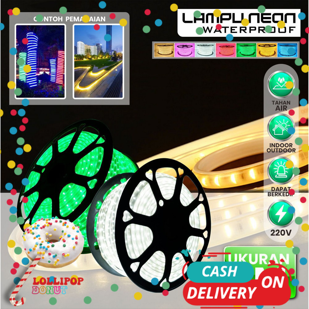 Jual Lampu LED Strip Selang 5050 UK 5M 220V Warna Warni Waterproof ...