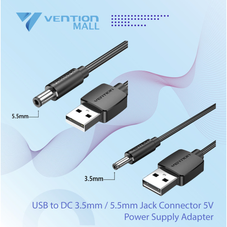 Vention Kabel Power USB to DC Jack Mini 5V 2A Supply 50cm 1m