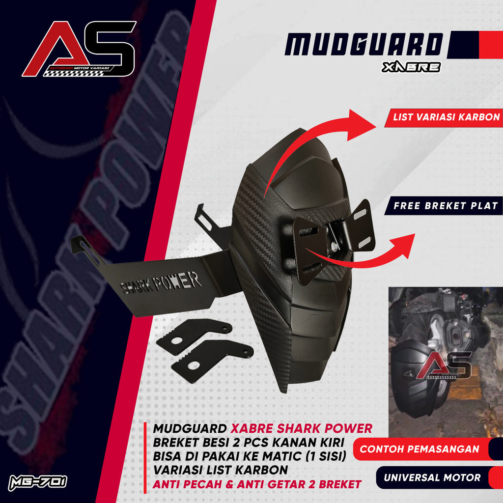 Jual [SHARK POWER] Mudguard XABRE NINJA 250 ZX25R Karpet Penahan Lumpur