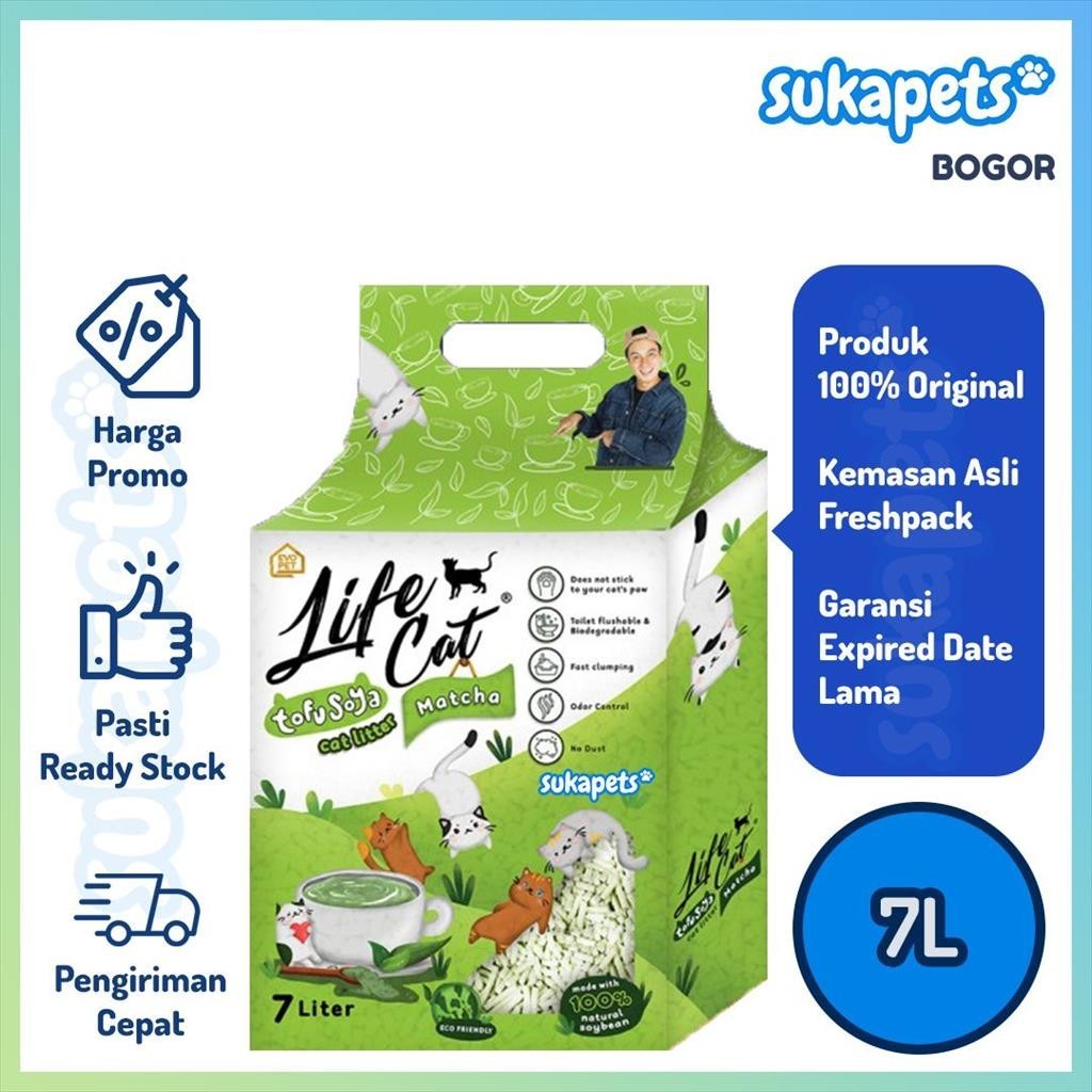 Jual Life Cat Tofu Soya Pasir Kucing Gumpal Cat Litter Matcha 7L ...