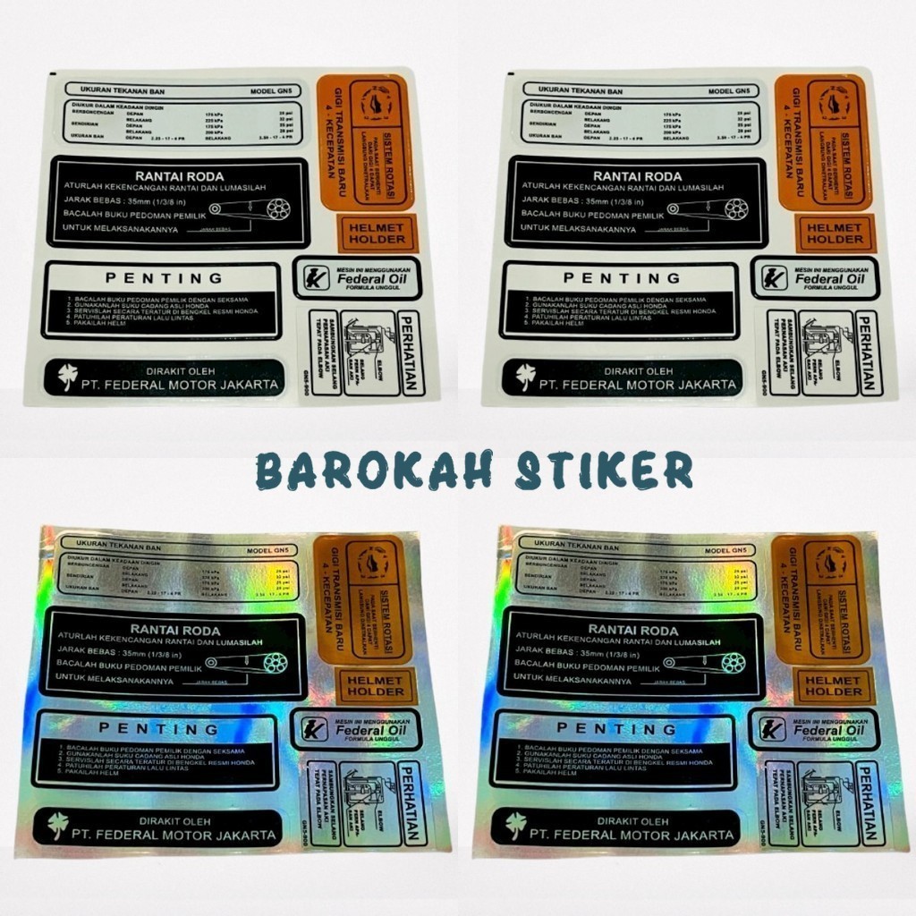Jual STIKER Pelengkap Peringatan Penting Honda Astrea Grand Supra X Fit ...