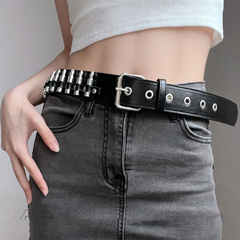 Jual Sabuk Kulit Rock Sabuk Desain Rivet Berongga Peluru Trendy Sabuk ...