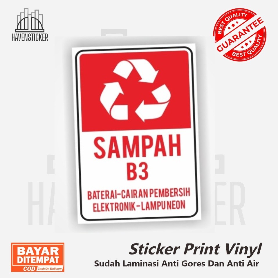 Jual Stiker Penanda Tempat Jenis Sampah B Sticker Vinyl Print Sudah Laminasi Anti Air Shopee