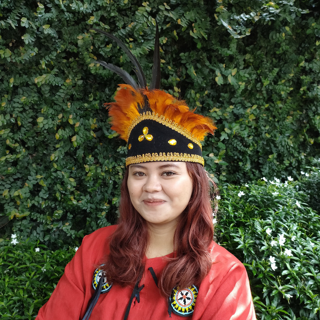 Jual Topi Adat papua Bandana Bulu Ayam Hiasan Kepala Tari dan