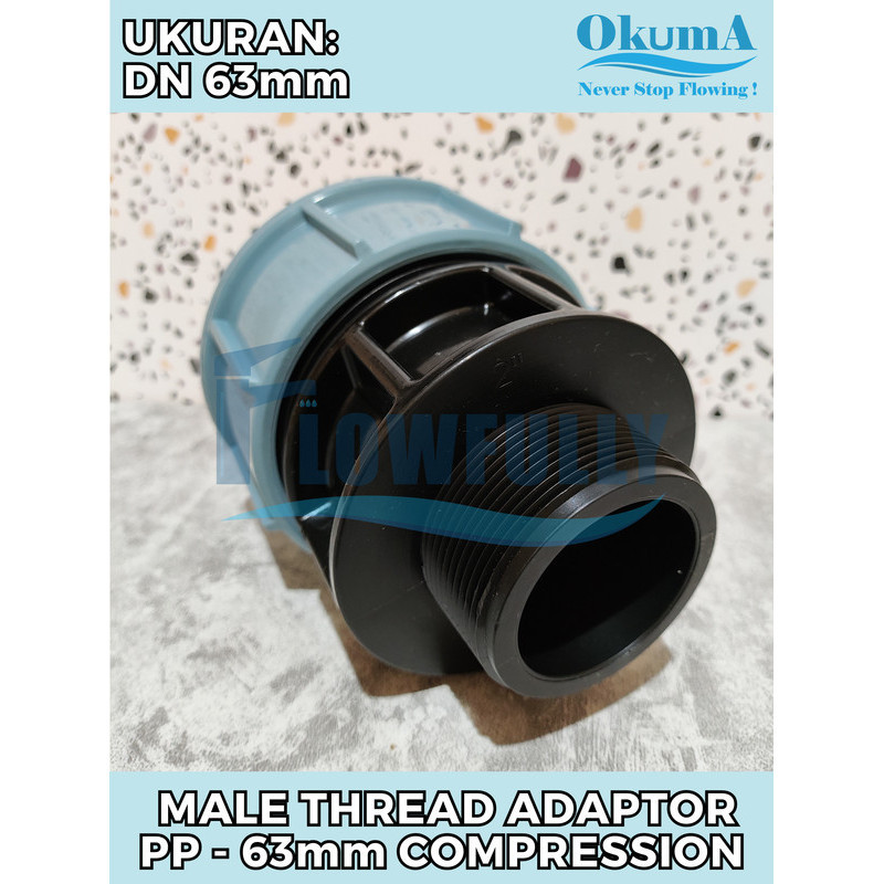 Jual MALE THREAD ADAPTOR PP 63 MM OKUMA PN 16 HDPE COMPRESSION SOK SOCK ...