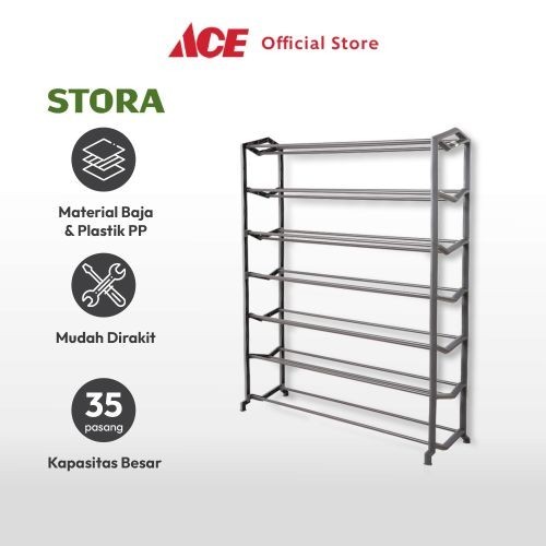 Jual Ace Stora Rak Sepatu Tingkat Abu Abu Shoe Rack Organizer