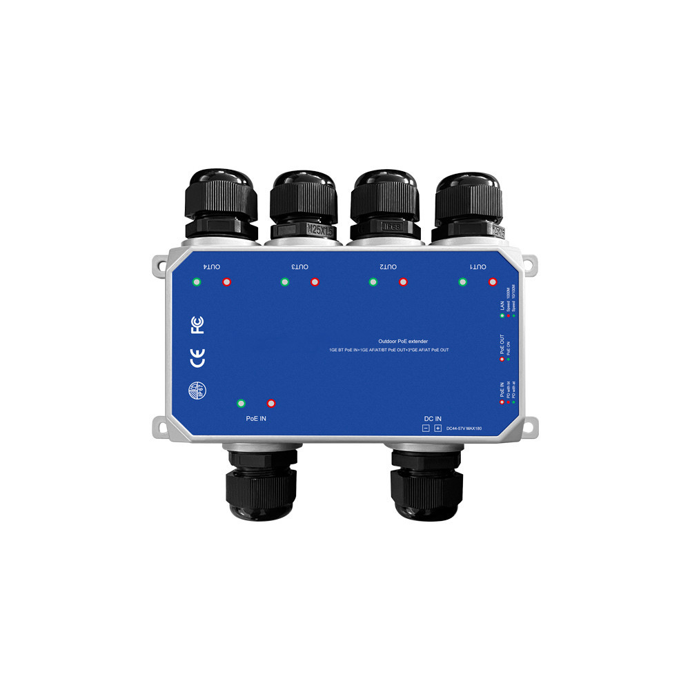 Jual IP67 grade 5 BT ports Poe extender for outdoor, 1 to 4 gigabit ...