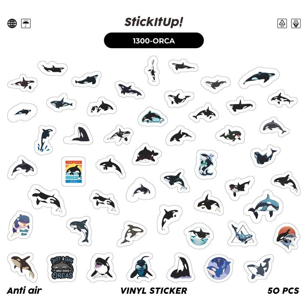 Jual COD 100 Pcs Stiker Pack Paus Orca Lucu Aesthetic Vynil Waterproof ...