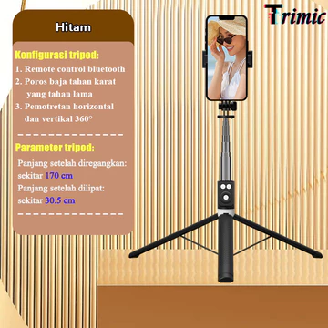 Trimic 170cm Selfie Stick Tongsis Tripod 7 Tombol Bluetooth Remote Control Tongkat Selfie