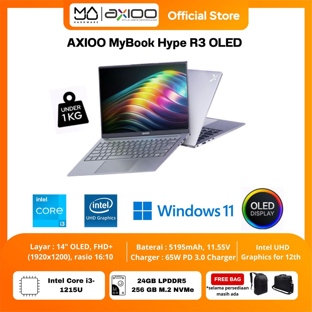Jual LAPTOP AXIOO HYPE R 3 OLED i3 1215U 24GB 256GB WINDOWS 11 | Shopee ...