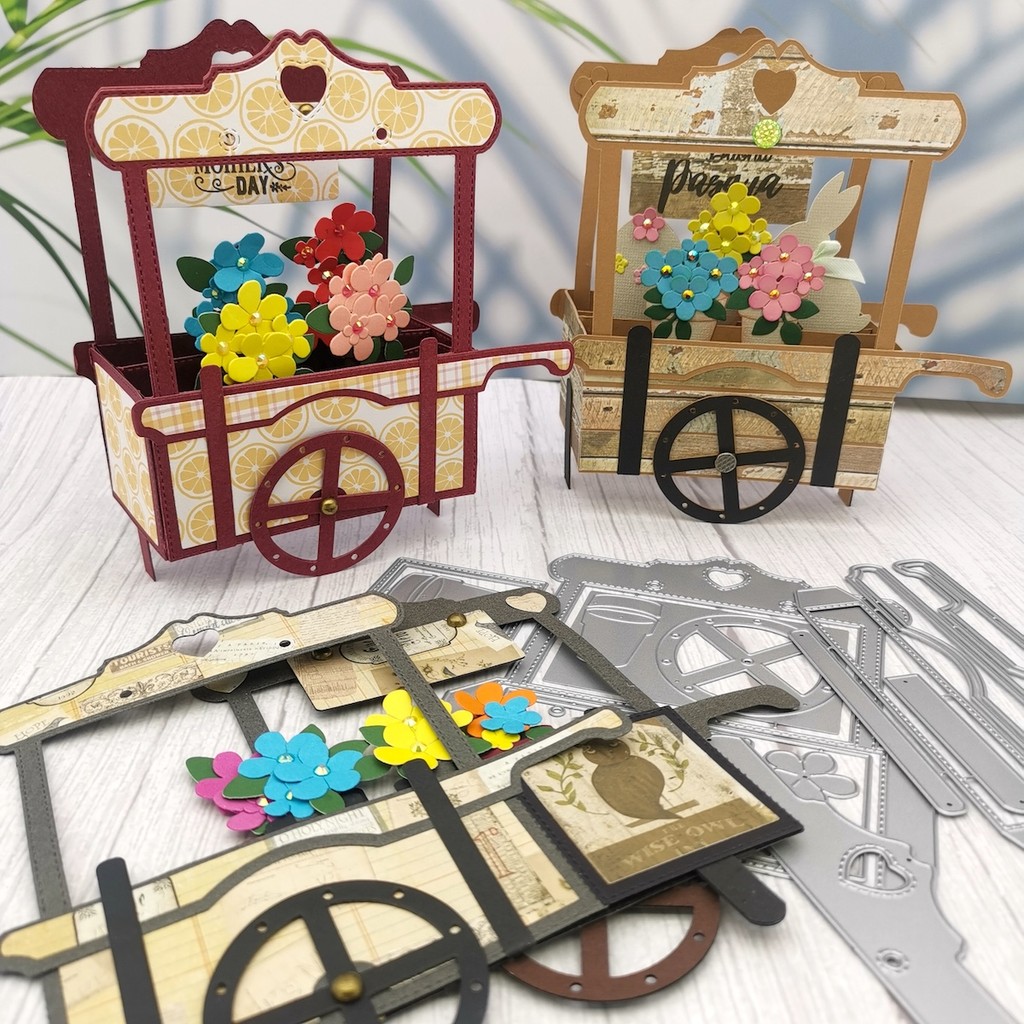 Jual Alinacutle Metal Cutting Dies Cut 3D Flower Cart Booth ...