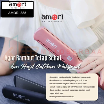 AMORI 888 Catokan Rambut Plat Lebar (Wide Plate Super Smooth Titanium Ionic Plate) MY