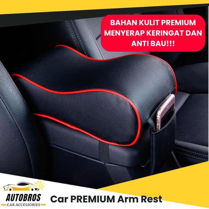 Car Arm Rest Armrest Penyanggah Tempat Tangan Mobil + Phone Holder bahan Kulit PREMIUM by AutoBros