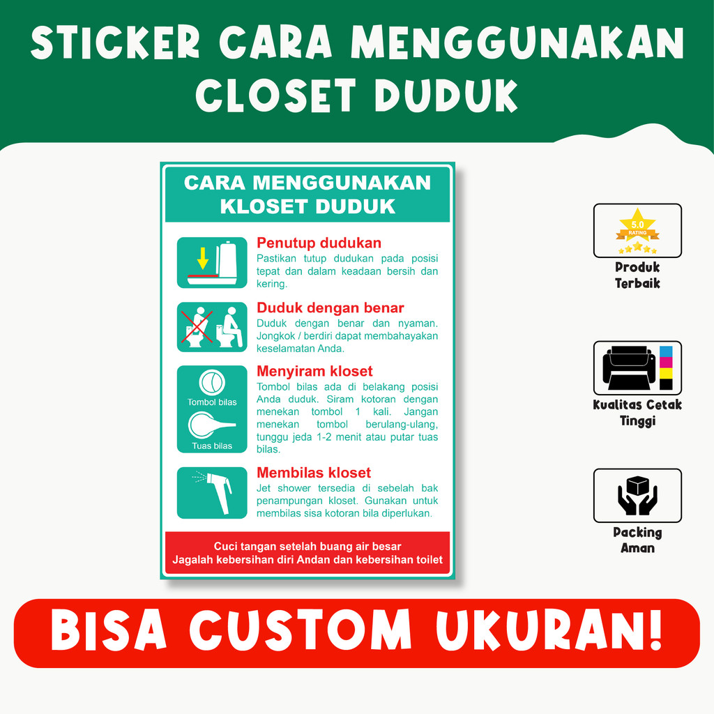 Jual Sticker Cara Menggunakan Closet Duduk – Vinyl Premium, Tahan Air ...