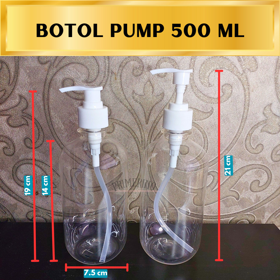 Jual [RP] Botol PUMP 500 ml Bening / Botol Plastik Pompa 500 ml / Botol ...