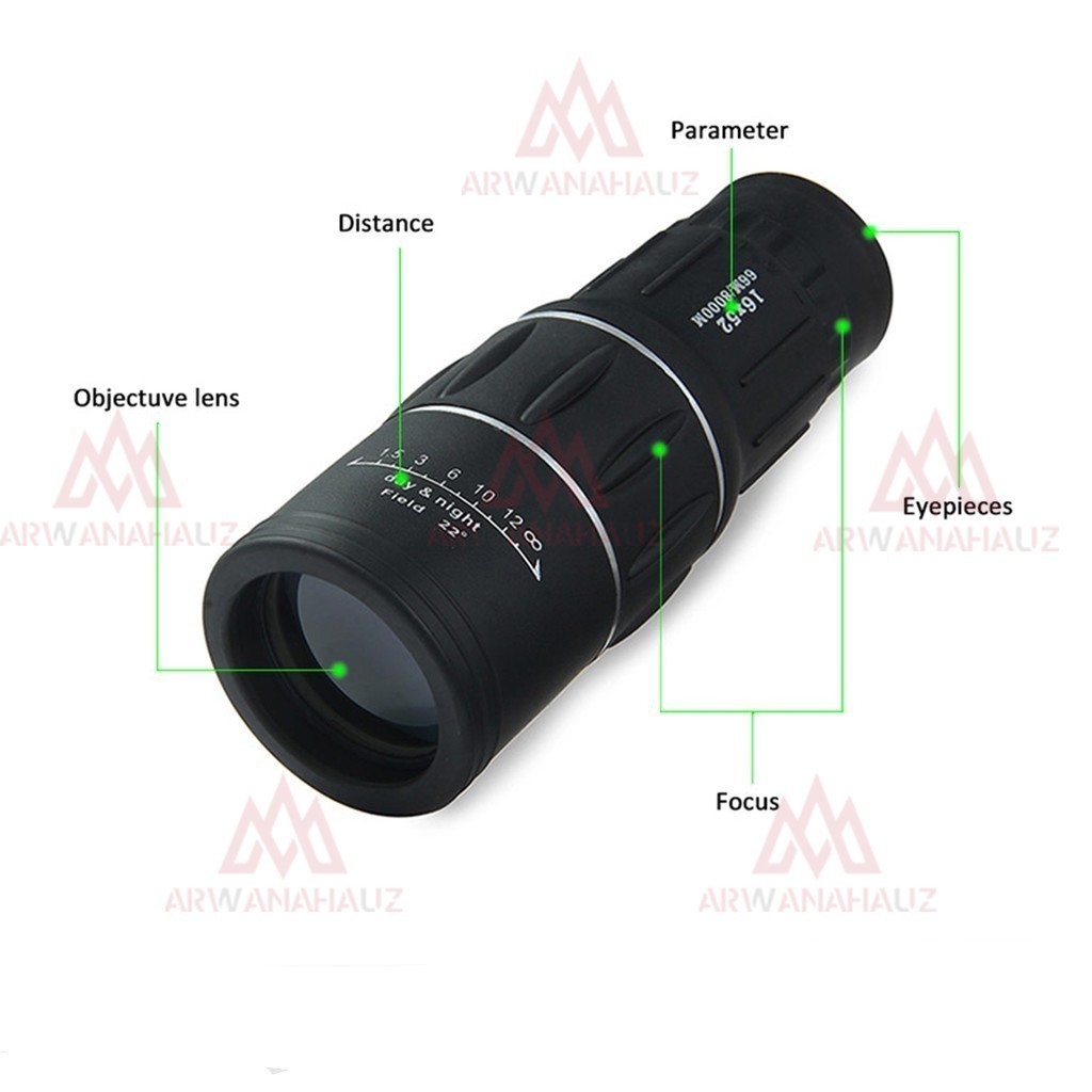 Jual Teropong Lensa Zoom HP Teleskop Fokus Monocular 16*52 40mm Jarak ...
