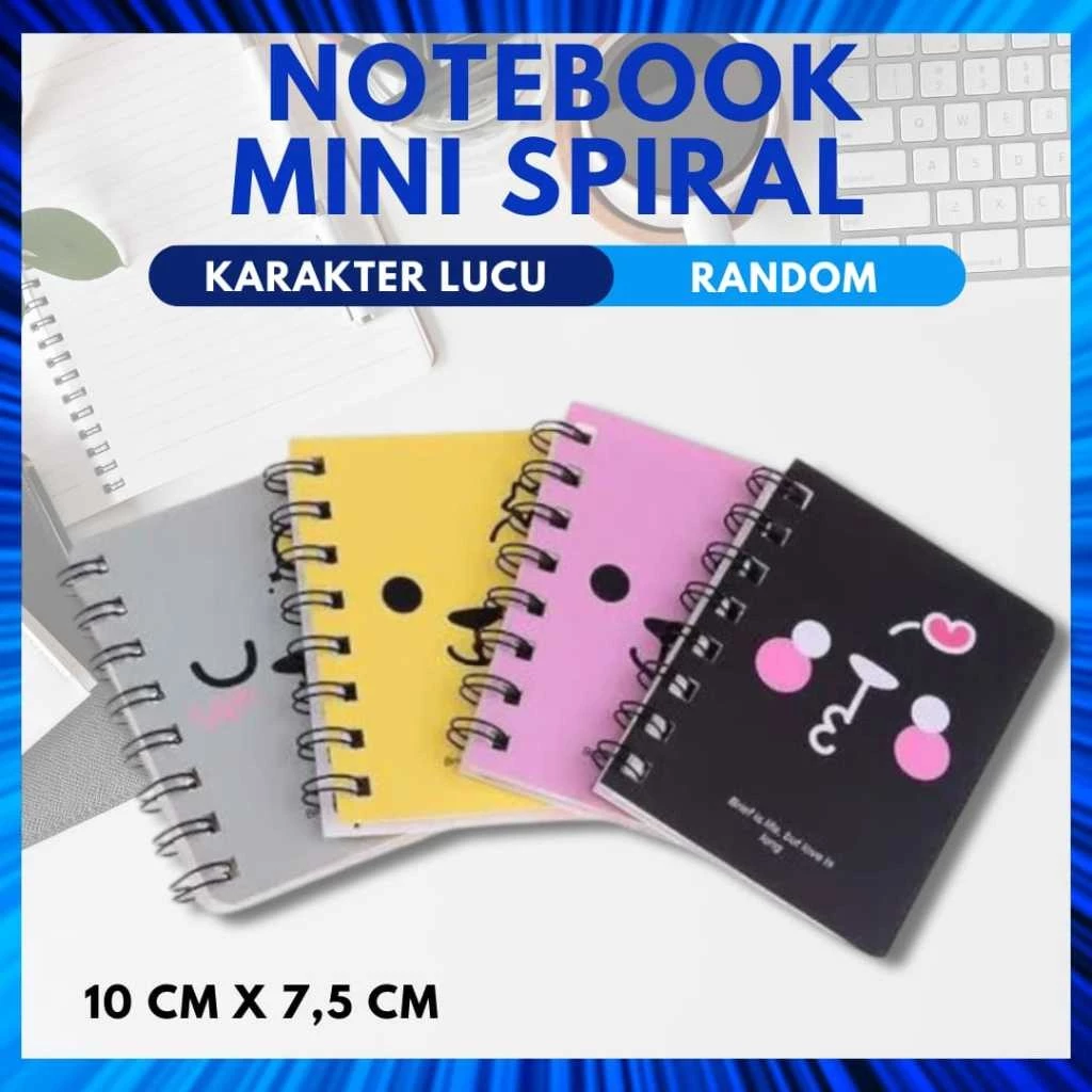 Notebook Mini Spiral Cute Karakter/ Mini Notebook Bergaris/ Spiral Ruled Notebook Mini Multifungai | AutoStock
