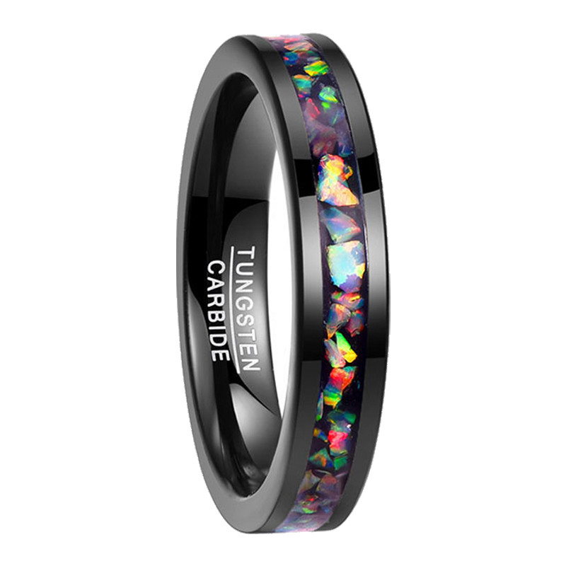 Jual BONLAVIE 4mm Colorful Opal Inlay 100% Real Tungsten Ring