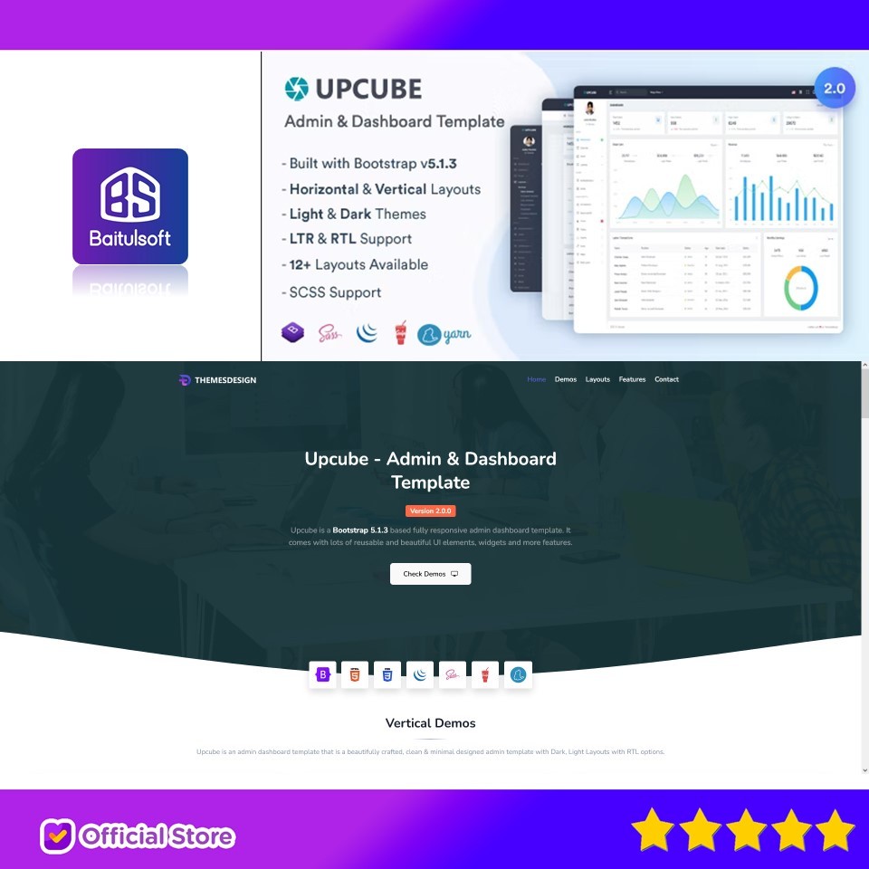 Jual UPCUBE - RESPONSIVE BOOTSTRAP ADMIN & DASHBOARD TEMPLATE | Shopee ...