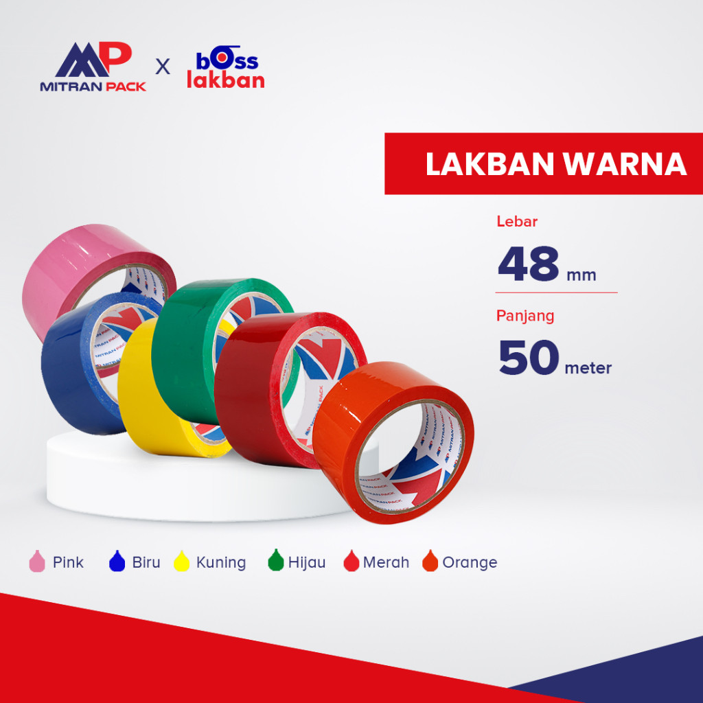 Jual Lakban Warna Merah Biru Kuning Hijau Mitran Pack | Shopee Indonesia
