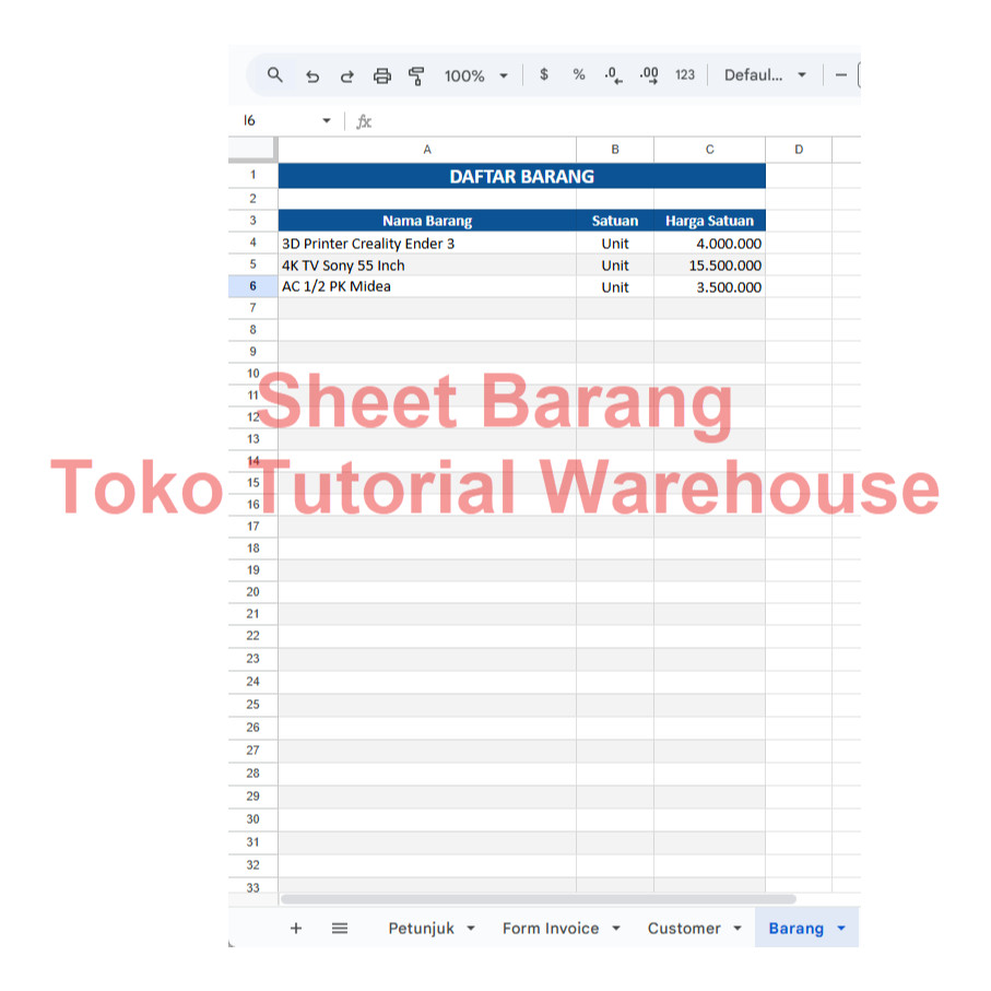Jual Template GSheets Invoice Otomatis Simpan ke Arsip (Rekap) dan ...
